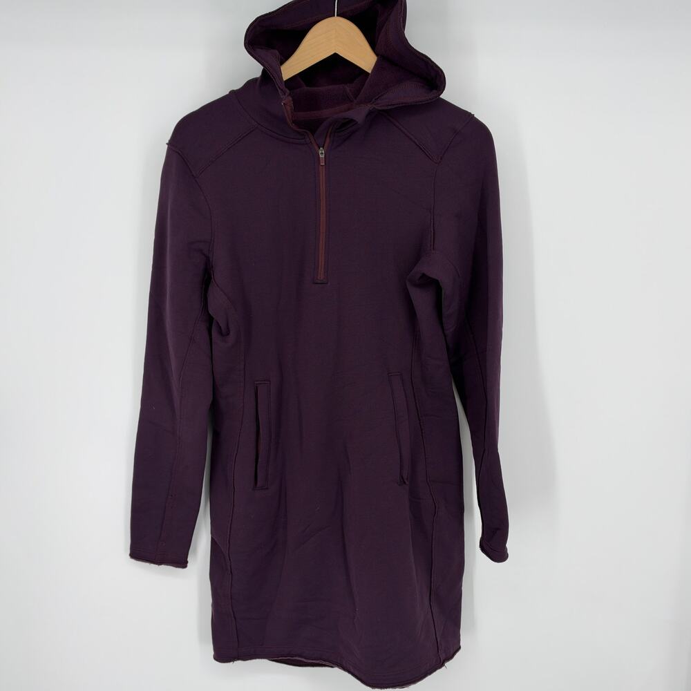 Title Nine Womens Plum Purple Hooded Ranier Fleece Dress Size M Preowned